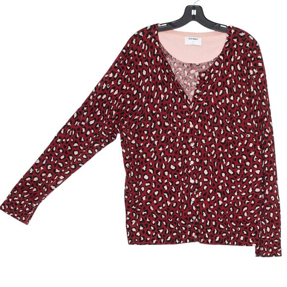 Old Navy Cardigan Sweater Dark Academia Romantic Goth Classic Animal Red XXL - Picture 6 of 6